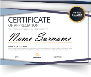 Elegance Horizontal Certificate With Vector Illustration, - Customizable Certificate Of Appreciation Templates (360x360), Png Download