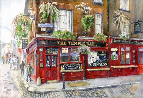 'temple Bar, Pub, Dublin' Giclee Print Ready To Frame - Temple Bar (600x315), Png Download