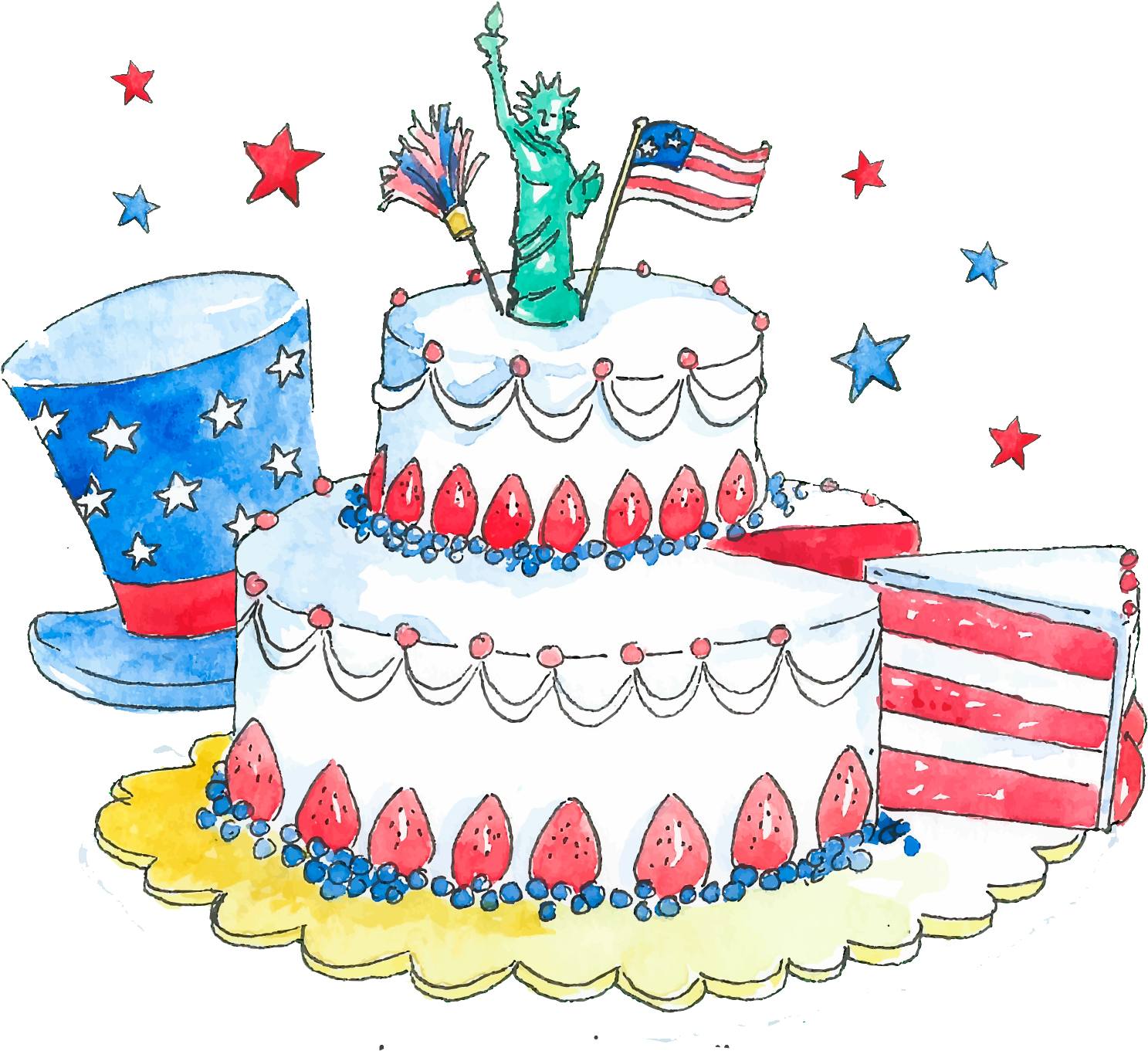 Clip Art Design Transprent Png Free Download - 4th Of July Cakes Clip Art (1708x1447), Png Download