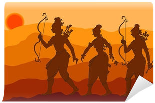 Lord Rama With Sita And Laxman Going To Forest Wall - Ramayana Stories For Kids (400x400), Png Download
