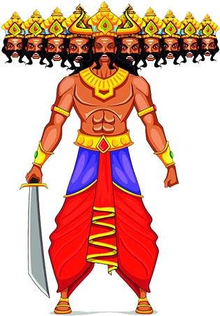 The Antagonist Ravana - Ravan Dussehra (328x450), Png Download