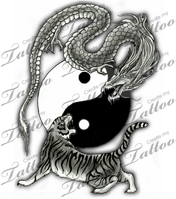 Yin Yang Dragon And Tiger Tattoo (400x400), Png Download