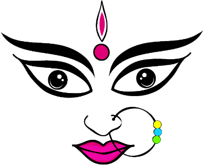 Dussehra - Maa Durga Face Vector (400x351), Png Download