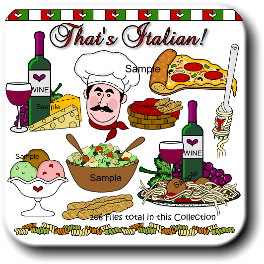 Clip Royalty Free Stock For Digital Printables And - Clip Art Italian Food (580x580), Png Download