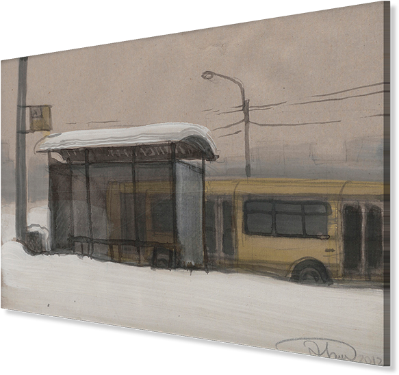 Bus Stop, Artist Nadezhda Everling - Snow (600x565), Png Download