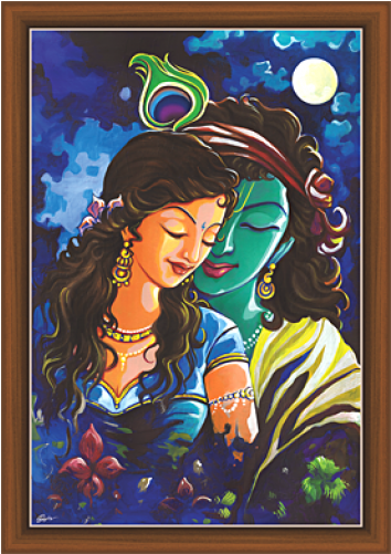 Radha Krishna Paintings - Painting (500x500), Png Download