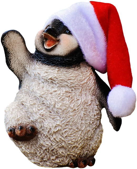 Christmas, Penguin, Santa Hat, Dance, Funny, Figure - Personalisierter Niedlicher Penguin In Der Große Geschenktüte (622x720), Png Download