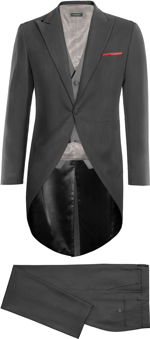 Grey Morning Coat With Grey Waistcoat - Morning Dress (600x1160), Png Download