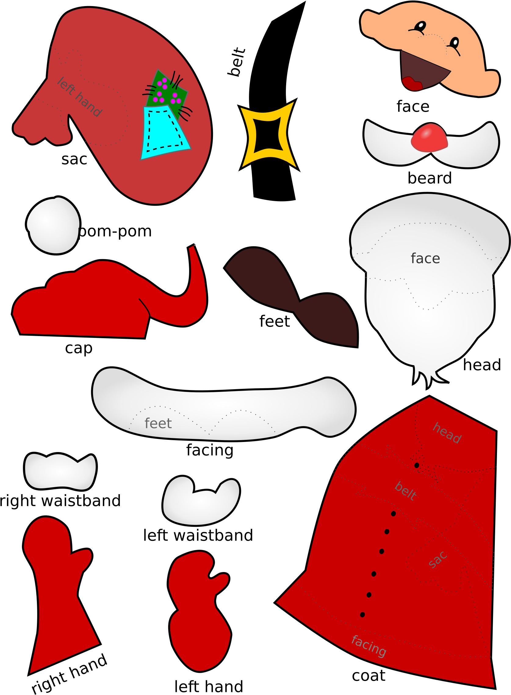 Claus Handicraft Sheet Big Image Png - Face Of Santa Cliparts Png (1697x2400), Png Download