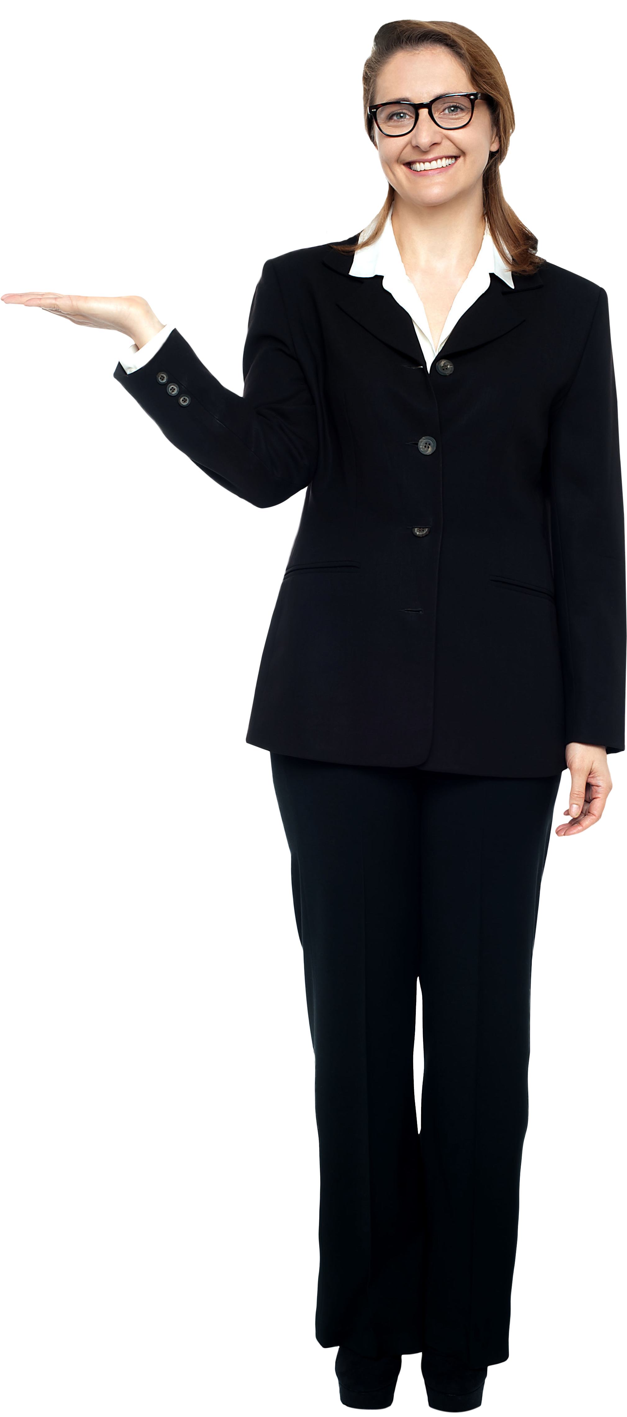 Women Pointing Left Png Image - Waiter In Black Suit (3200x4809), Png Download