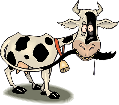 Cow Black White Farm Animal Dairy Cattle D - Animated Cow (386x340), Png Download