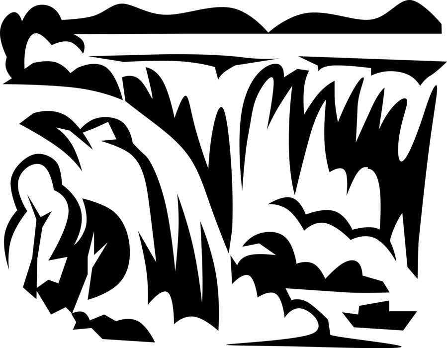 Vector Illustration Of Niagara Falls Waterfalls Straddle (899x700), Png Download