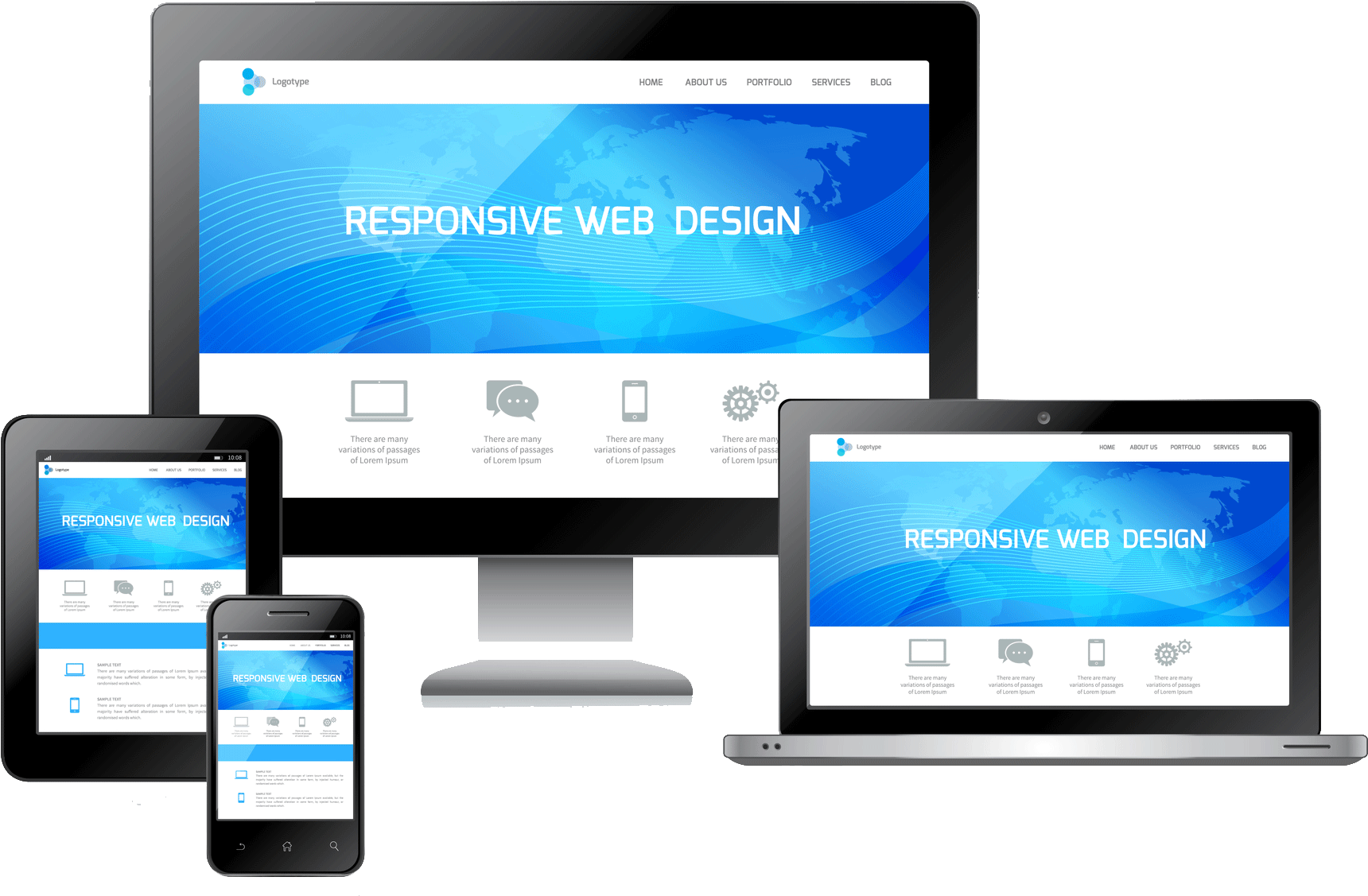 Designed To Display Well On All Smart Devices - Responsive Web Design (2076x1535), Png Download