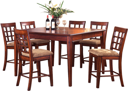 Furniture Table And Chairs Png - 8 Pcs. Hawthorne Counter Height Dining Set In Warm (460x320), Png Download
