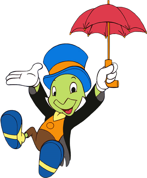 Jiminy Cricket Png Free Download - Jiminy Cricket Disney Clipart (614x771), Png Download