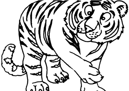 Jpg Black And White Hindu Drawing Tiger - 老虎 卡通 (450x300), Png Download