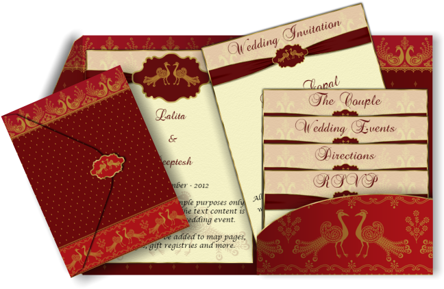 Email Wedding Card Pocket Fold Design Luxury Indian - Shadi Card Design Png (670x447), Png Download