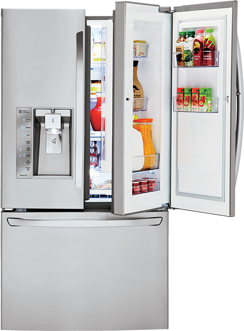 French Door Refrigerators - Lfxs30726s (refrigerators - French 3-door) (498x795), Png Download