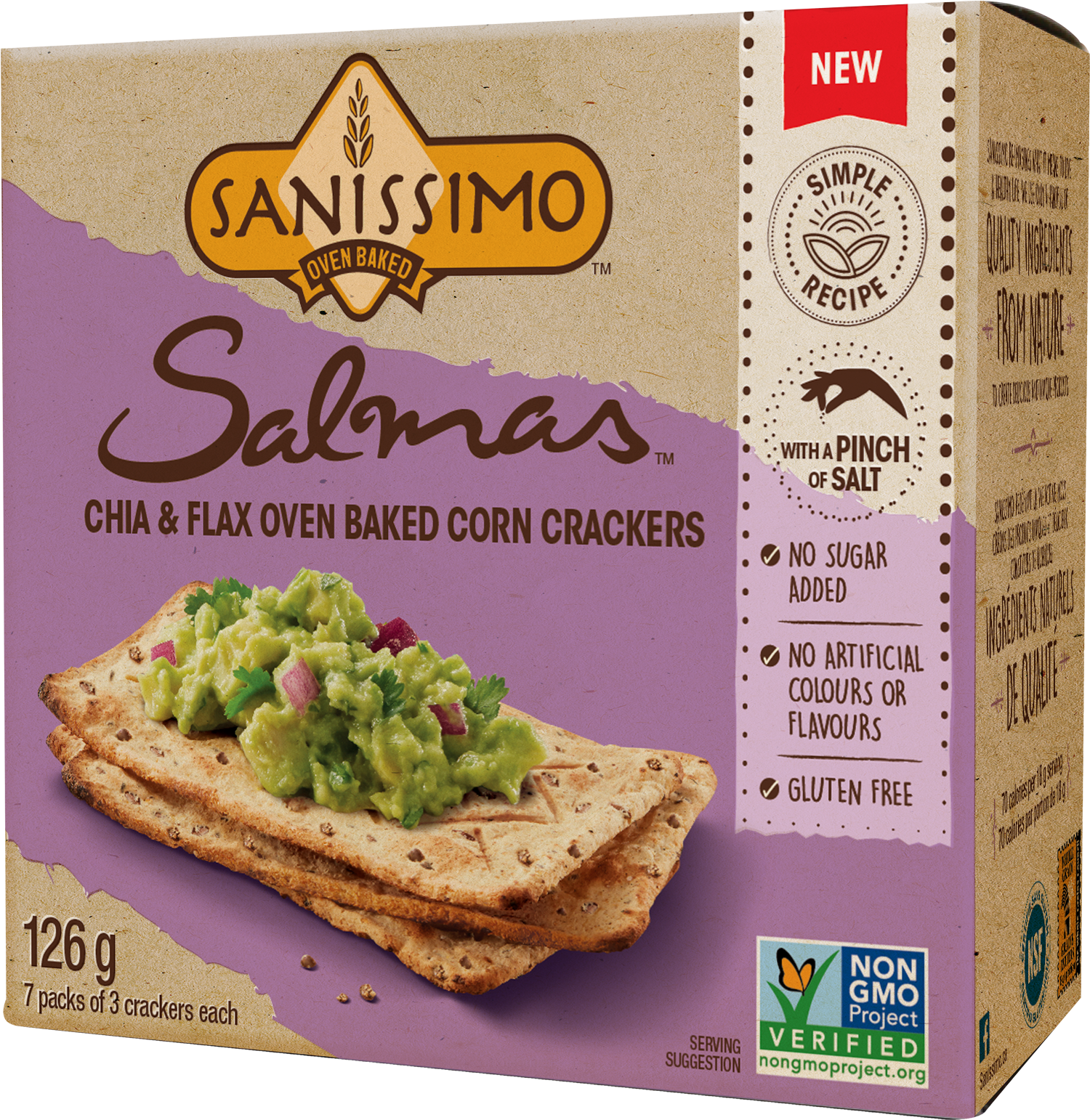 Sanissimo® Salmas™ Chia And Flax Oven Baked Crackers - Sanissimo Salmas Chia (1779x1772), Png Download