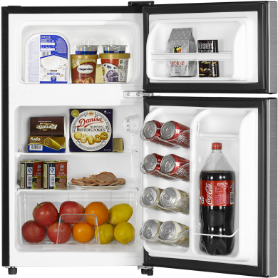 Double-door Compact Refrigerator - Hisense 3.3 Mini Double Door Refrigerator (747x433), Png Download