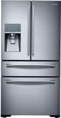 680l Samsung 4 Door Fridge Srf680cdls - Samsung French Door Refrigerator Stainless Steel (350x380), Png Download