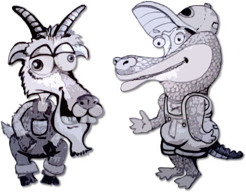Goat And Gator - Cartoon (550x400), Png Download