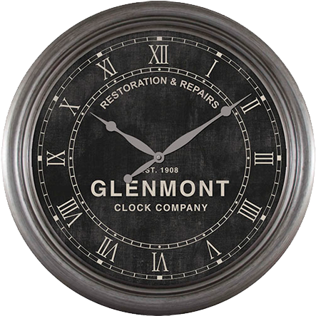 Hanging Rounded Wooden Framed Black Antique Clock - Wall Clock (504x504), Png Download