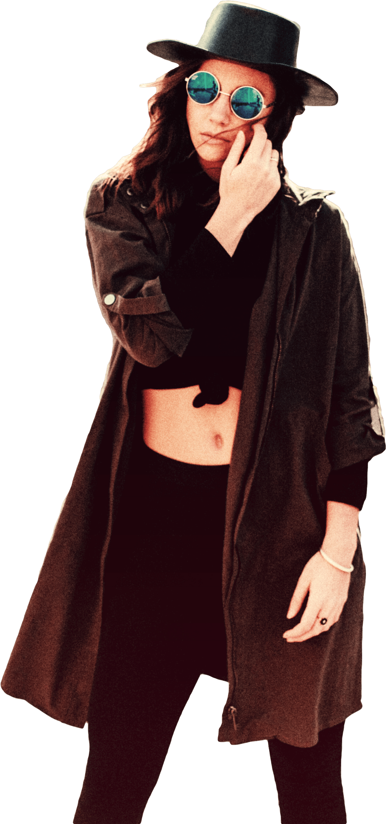 Woman With Hat And Sunglasses - Fashion (3000x3000), Png Download