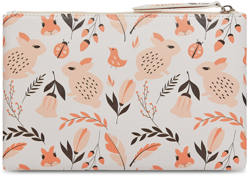 Rabbit And Lady Beetle Design Small Zip Pouch - Wallet (600x600), Png Download