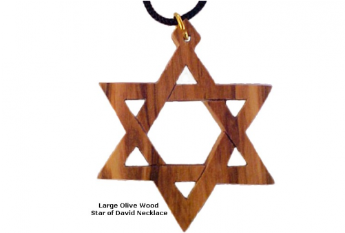 Large Olive Wood Star Of David Necklace - 1.6 - Wood (500x500), Png Download