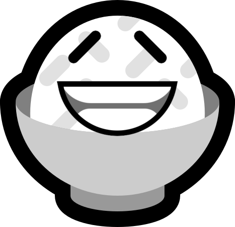 Bowl Of Rice With Wide Grin And With Sad Closed Eyes - Mon (480x464), Png Download