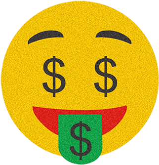 Money Face Emoji Design With Glitter - Face (415x415), Png Download