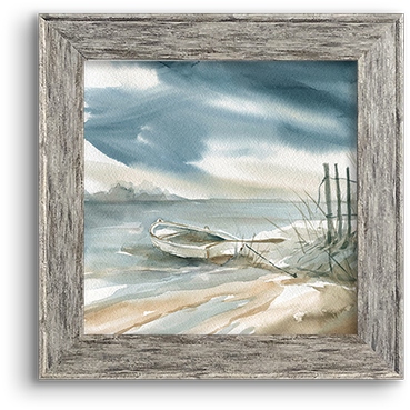 Coastal Watercolor ~ Rowboat - Framed Poster Prints - Subtle Mist Ii By Carol Robinson (800x800), Png Download