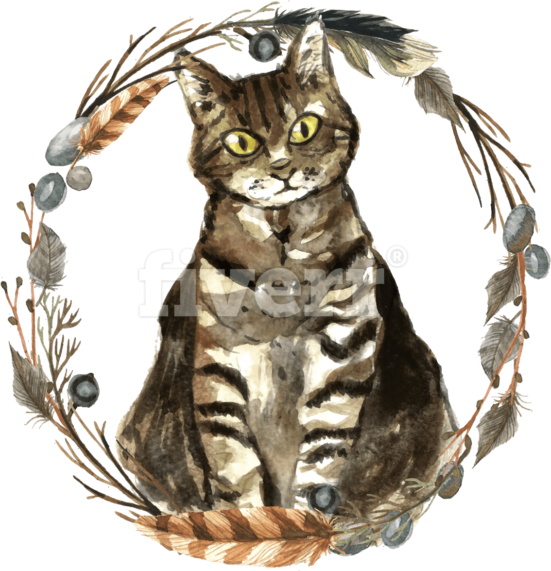 Erntedankwatercolorwreath-abendessen-einladung Karte (1200x1200), Png Download