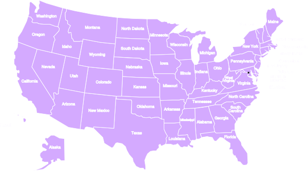 United States Clipart Color - United States Map Purple (600x335), Png Download