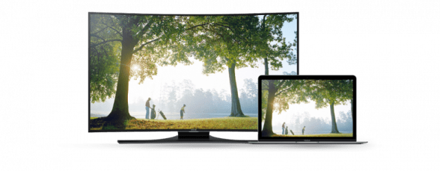 Mirror Screen Mac Tv App - Samsung - Ue48h6870ss - Curved Led-backlit Lcd Tv - (640x250), Png Download