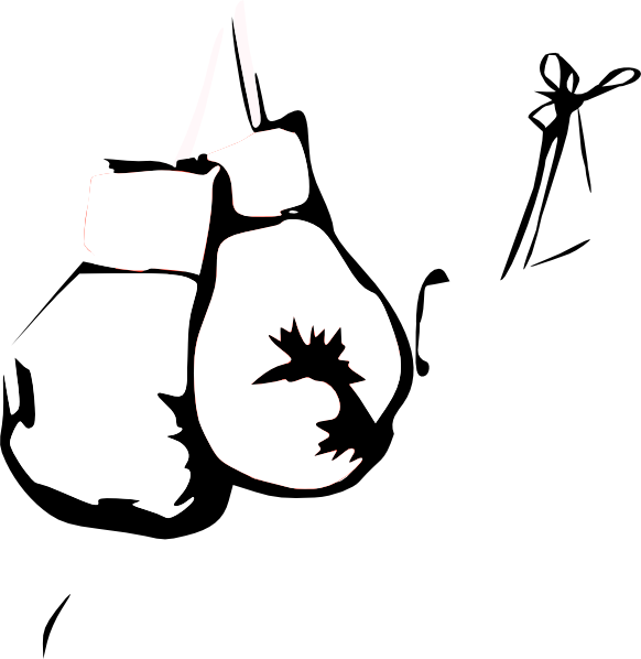 White Boxing Gloves Clip Art At Clker - Boxing Gloves Black And White (582x598), Png Download