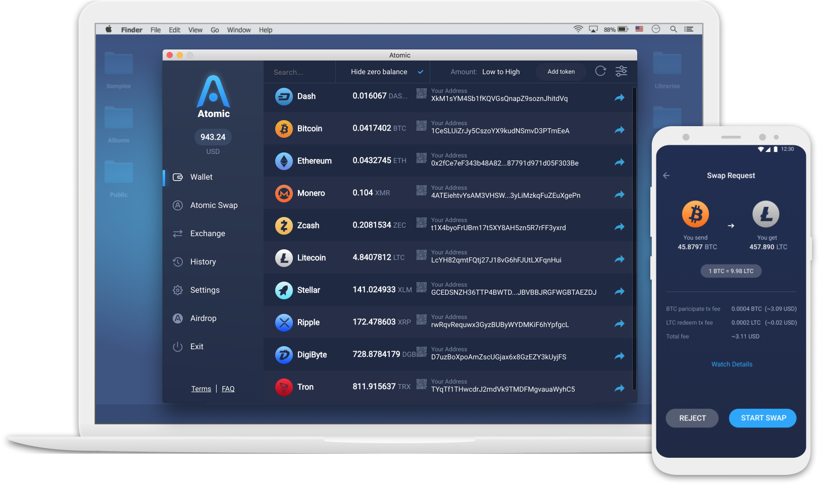 Manage Your Bitcoin, Ethereum, Xrp, Litecoin, Xlm And - Atomic Wallet Io (1660x986), Png Download