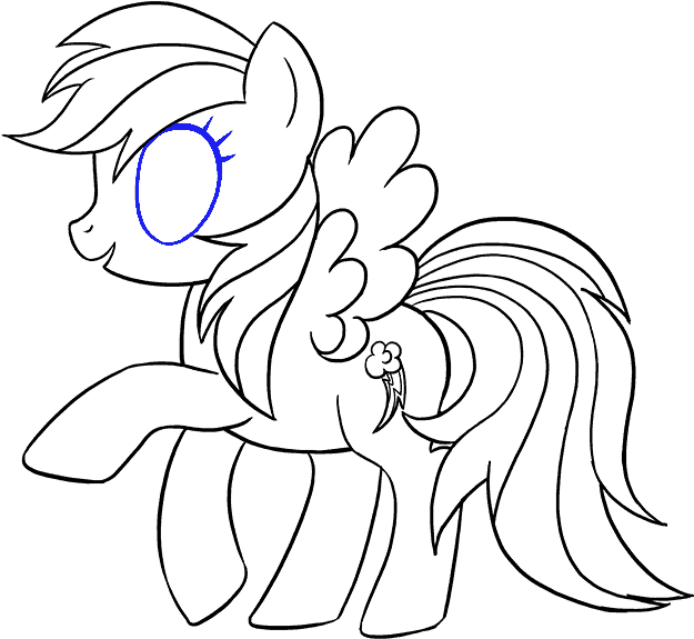 How To Draw A My Little Pony - Rainbow Dash (678x600), Png Download