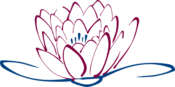 Blue Maroon Lotus - Lotus Png Black N White (600x301), Png Download