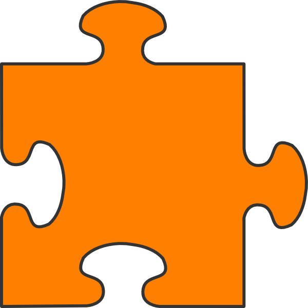 Orange Border Puzzle Piece Top Clip Art At Clipart - Puzzle Piece Clipart (600x601), Png Download
