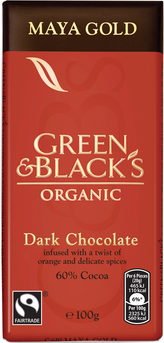 G&b's Maya Gold 100g Bar - Maya Gold Chocolate Green Black (1200x1200), Png Download