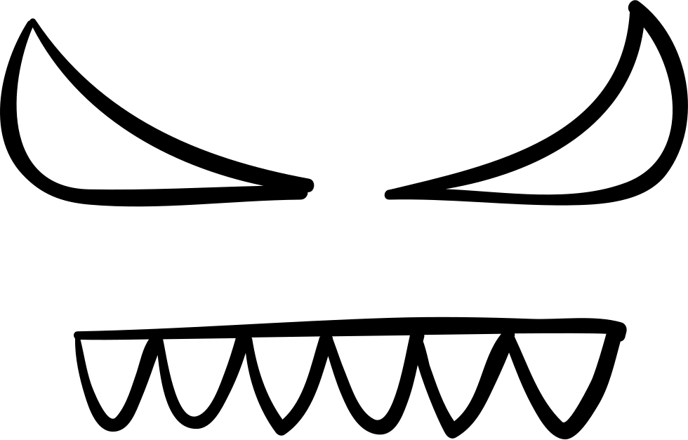 Devil Eyes And Teeth Of Halloween Comments - Devil Eyes Outline (980x627), Png Download