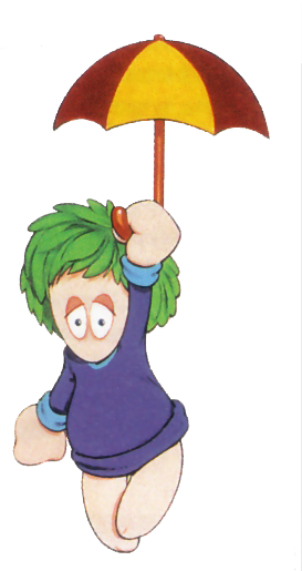 Lemmings 2 The Tribes Style Lemming On An Umbrella - Cartoon (336x514), Png Download