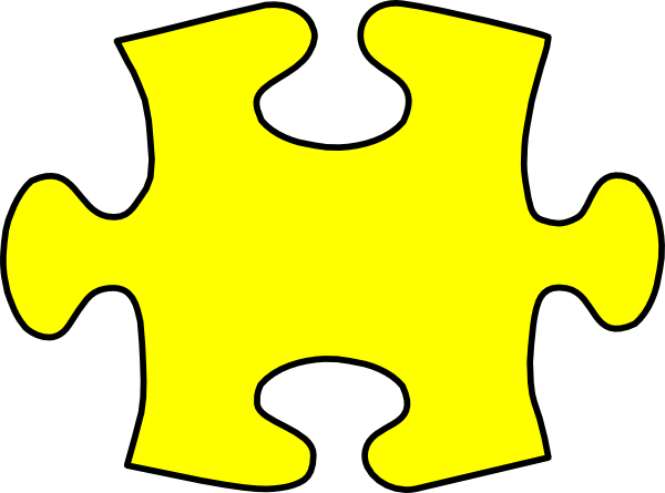 Puzzle Piece Clip Art At Clker Com - Autism Puzzle Pieces Yellow (600x445), Png Download