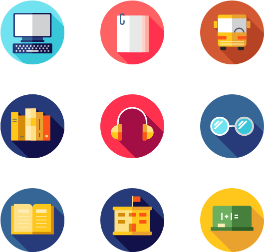 Back To School - School Icons Vector Png (600x564), Png Download
