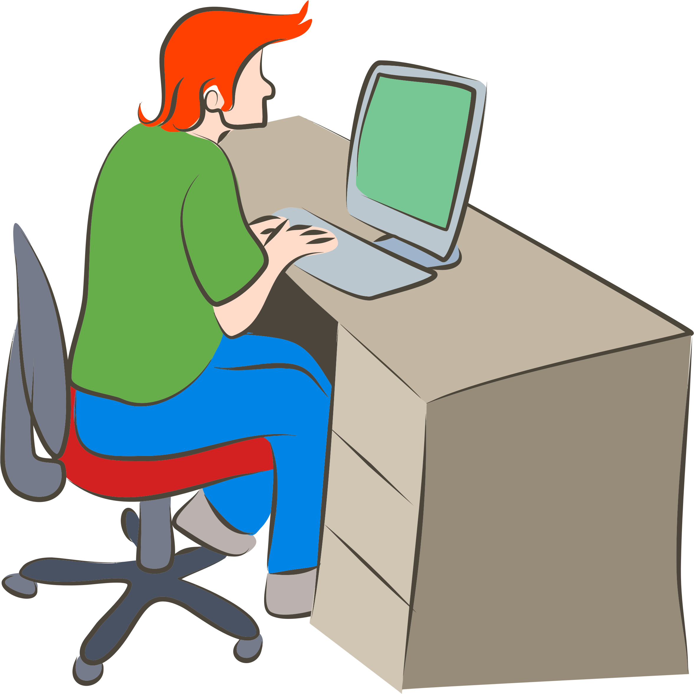 28 Collection Of People Using Computer Clipart - Guy And A Computer (2354x2356), Png Download