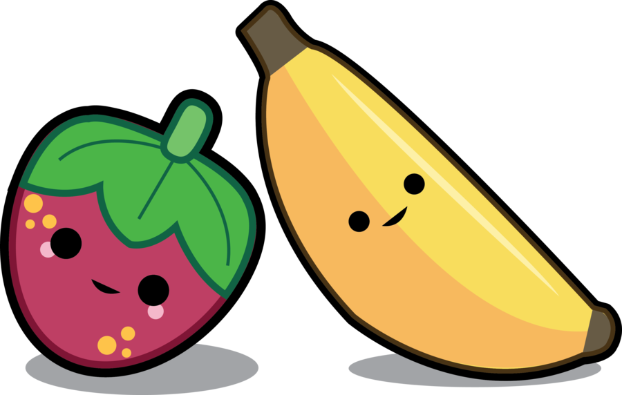 Food Png, Bananas, Strawberry, Animal Babies, Banana, - Cute Strawberry And Banana (900x572), Png Download