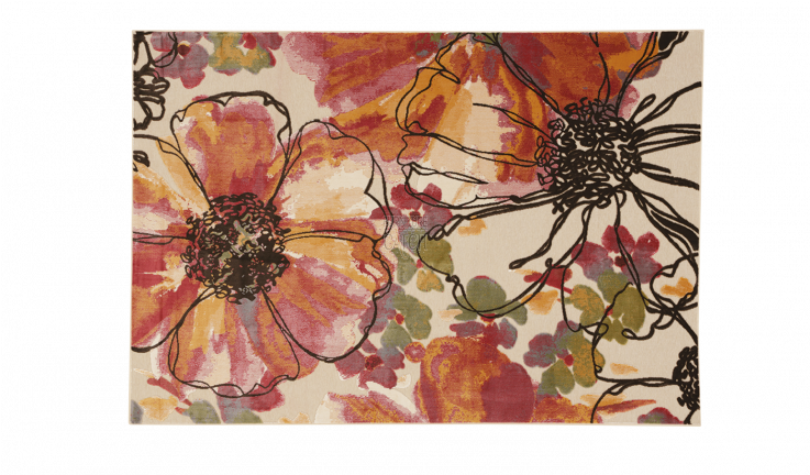 Carpet Turkey Camomile - Multicolour Viscose Acrylic Chenille Flower Rug Size: (736x460), Png Download
