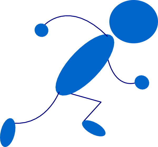 Running Blue Stick Man Png Images (600x560), Png Download